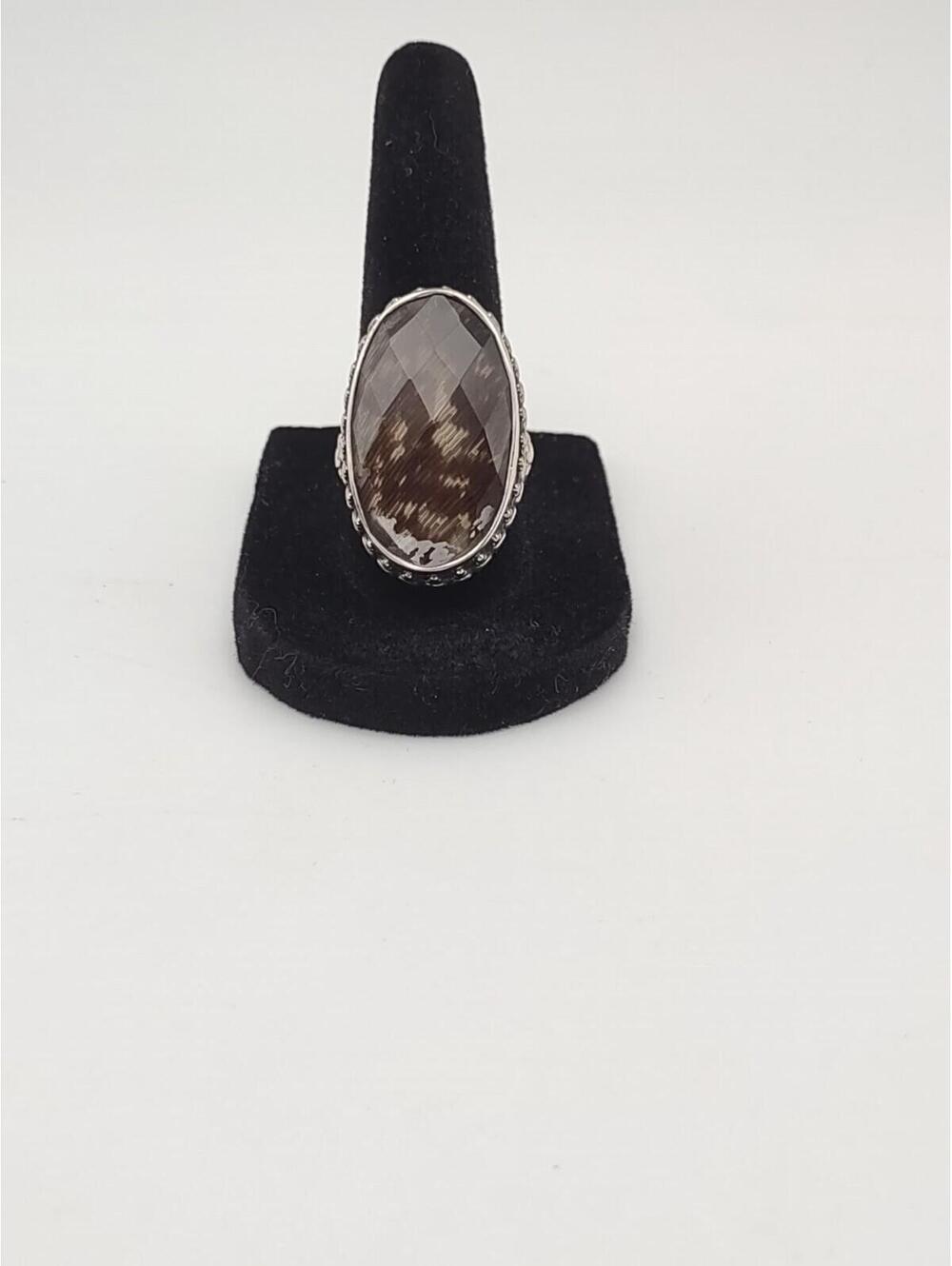 Amy Kahn Russell Feather Quartz Sterling Silver Ring Sz 8